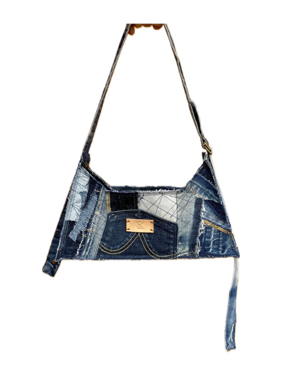 Blue Denim Baguette Bag