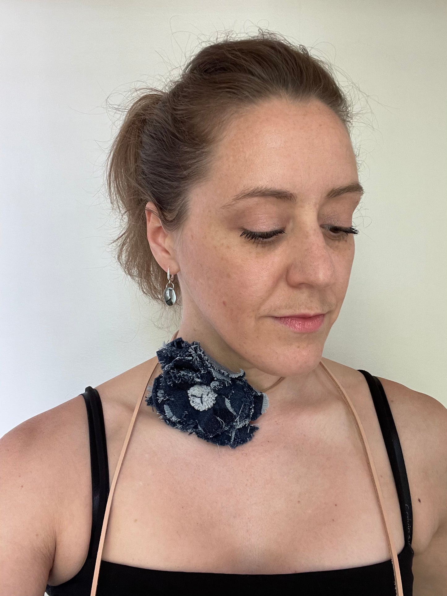 Blue Denim flower necklace