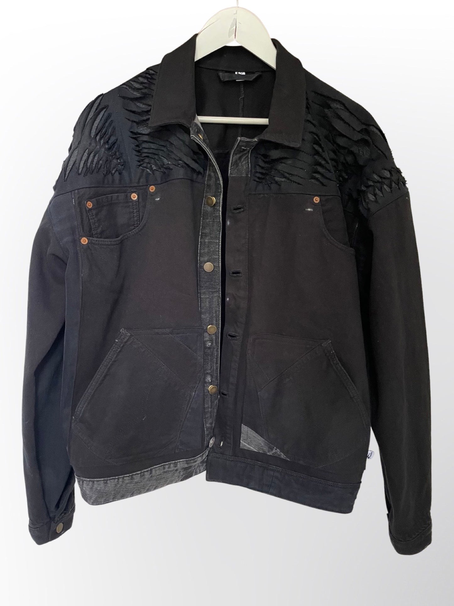 Upcycled denim jacket black