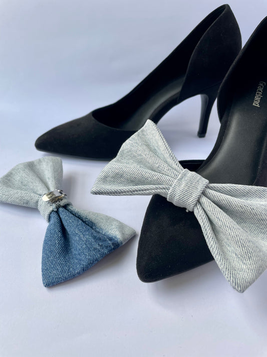 Clip on Bow Denim
