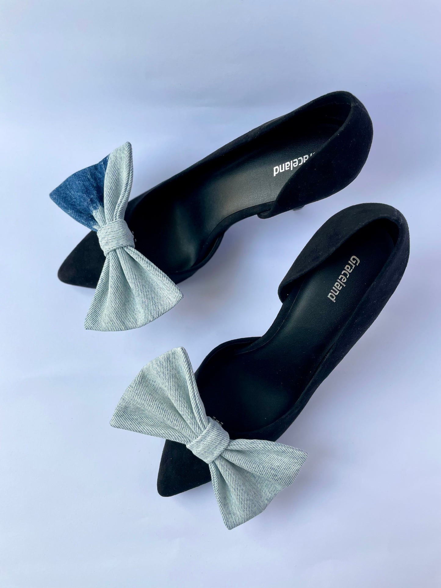 Clip on Bow Denim