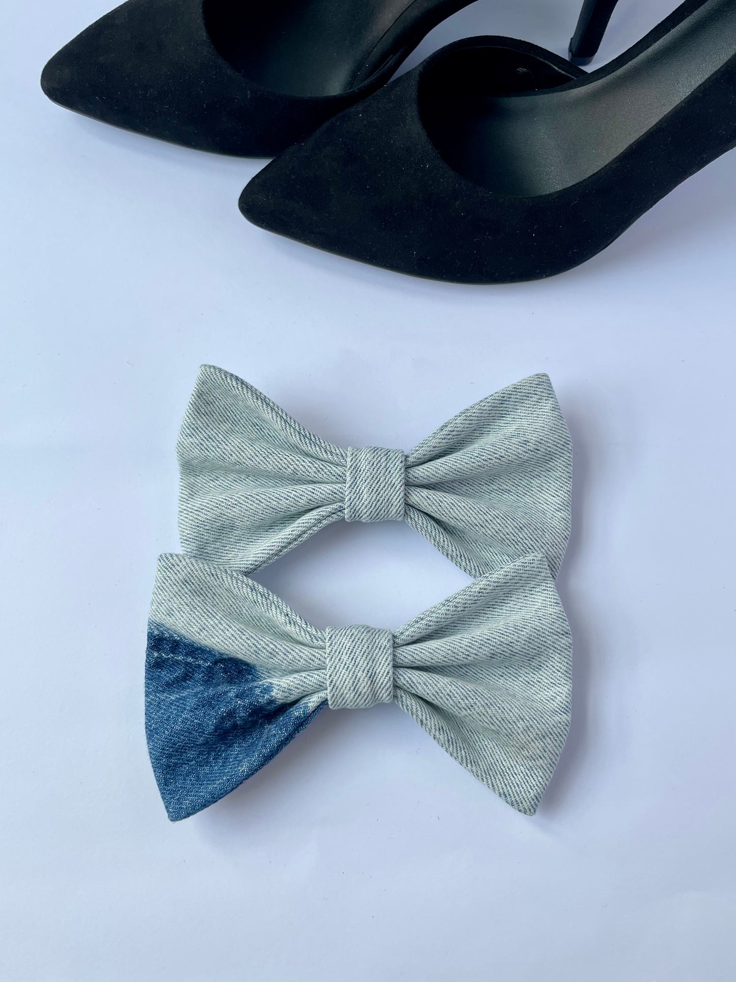 Clip on Bow Denim