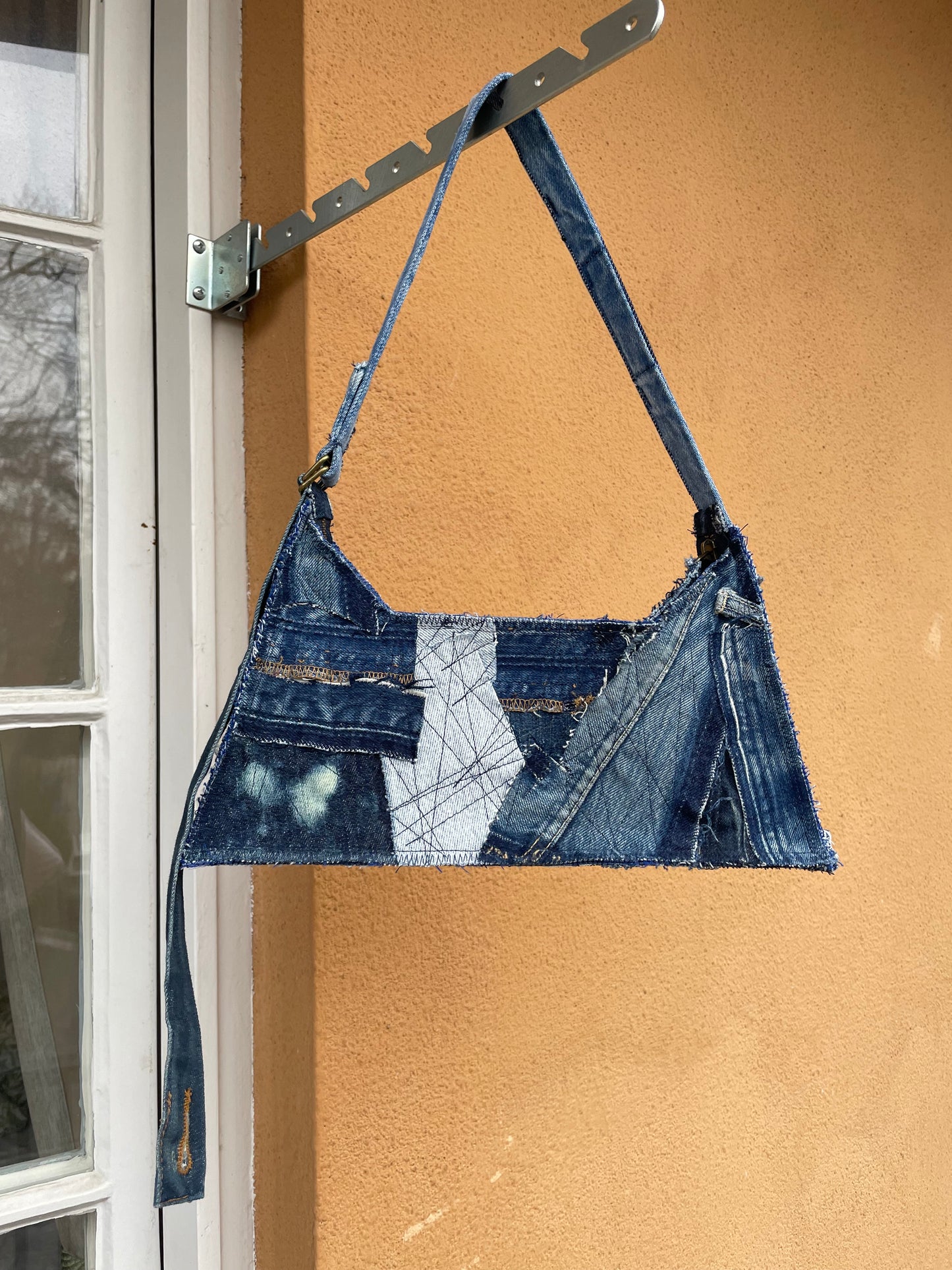 Blue Denim Baguette Bag