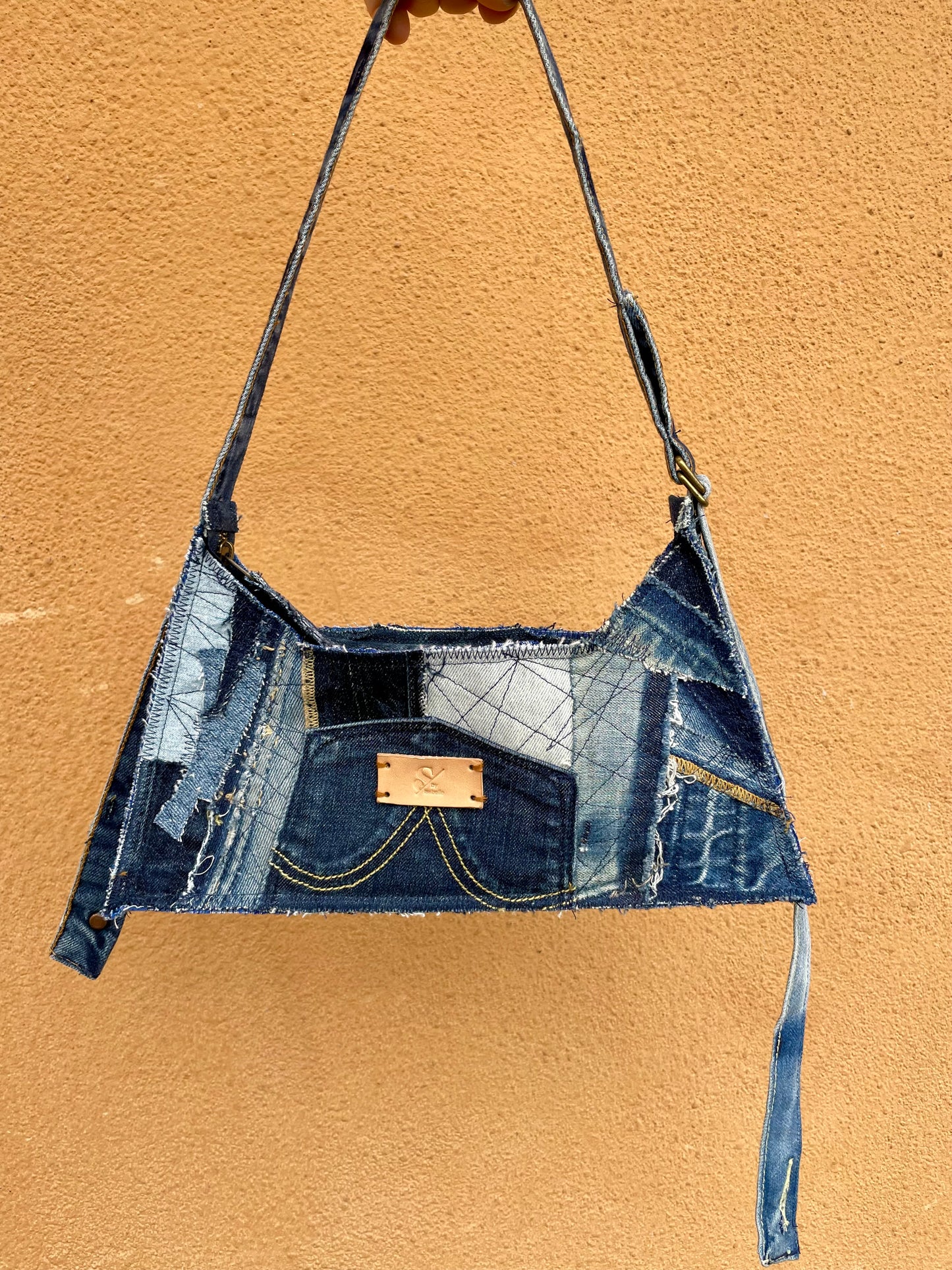 Blue Denim Baguette Bag