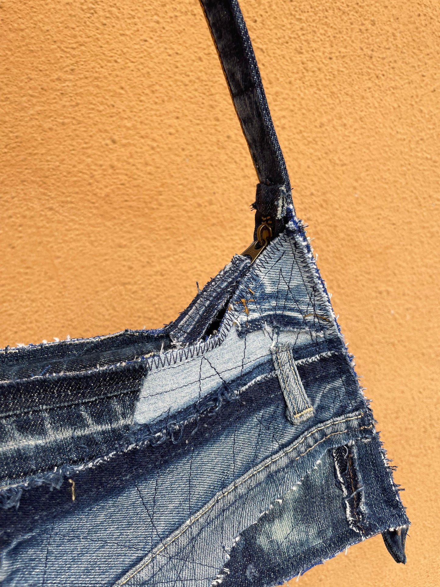 Blue Denim Baguette Bag