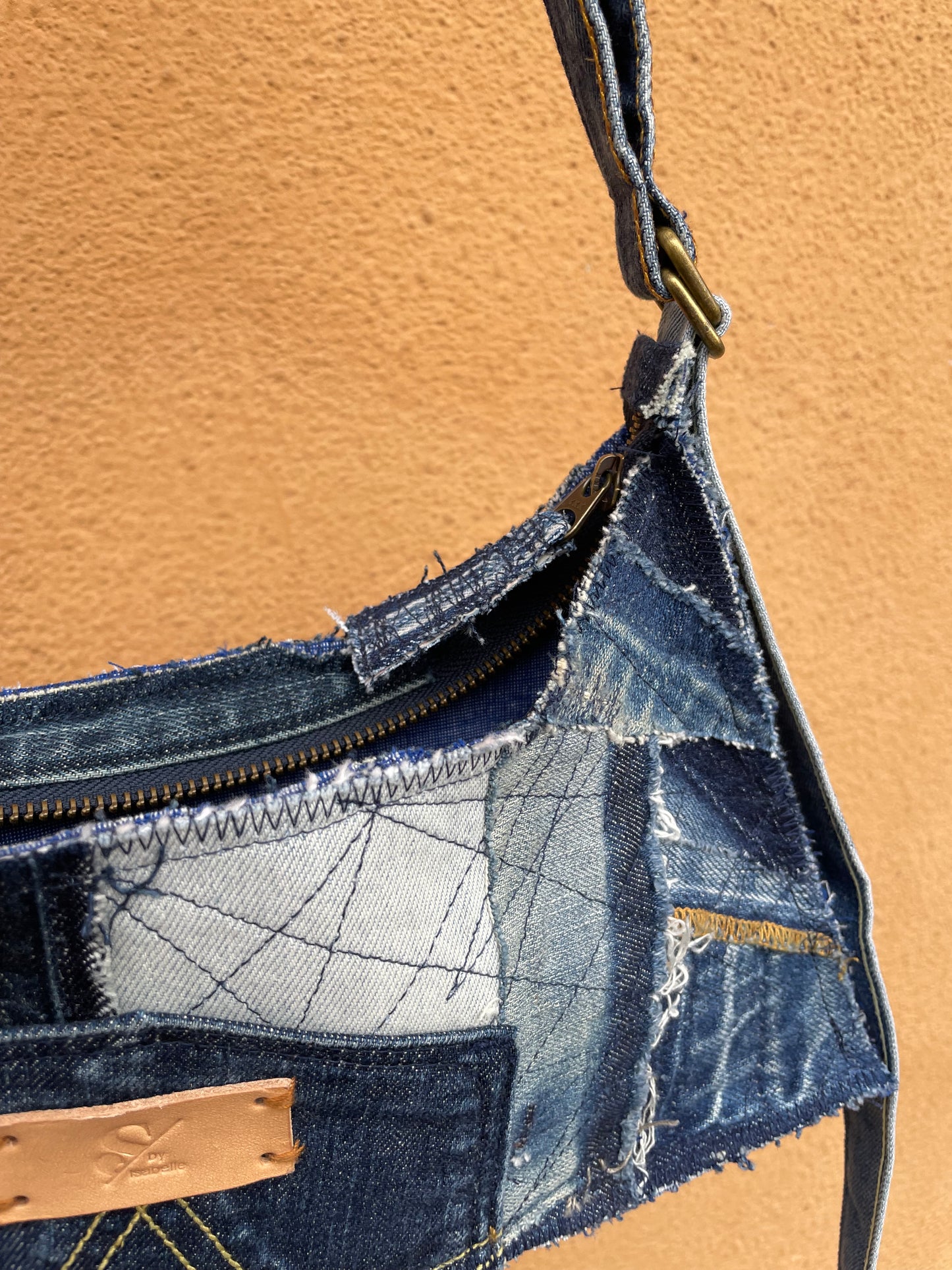 Blue Denim Baguette Bag