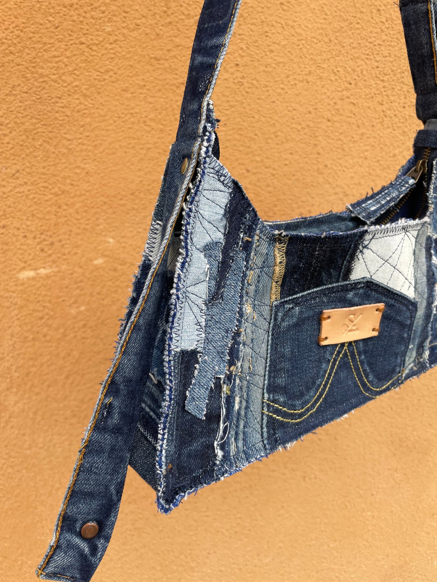 Blue Denim Baguette Bag