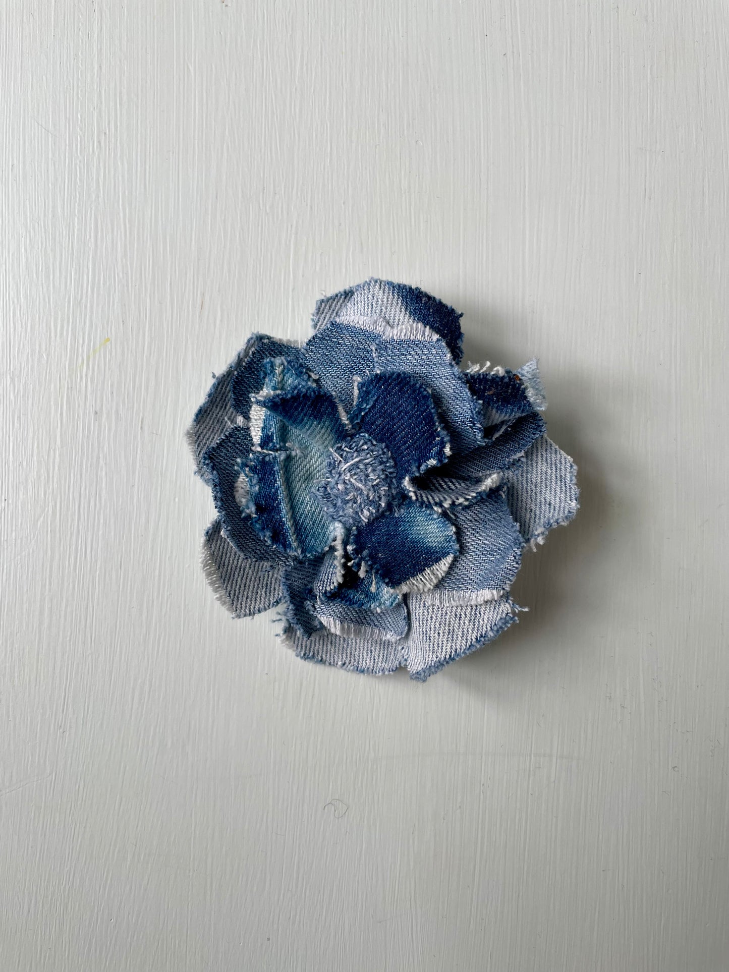 Brooch Denim Flower Light blue