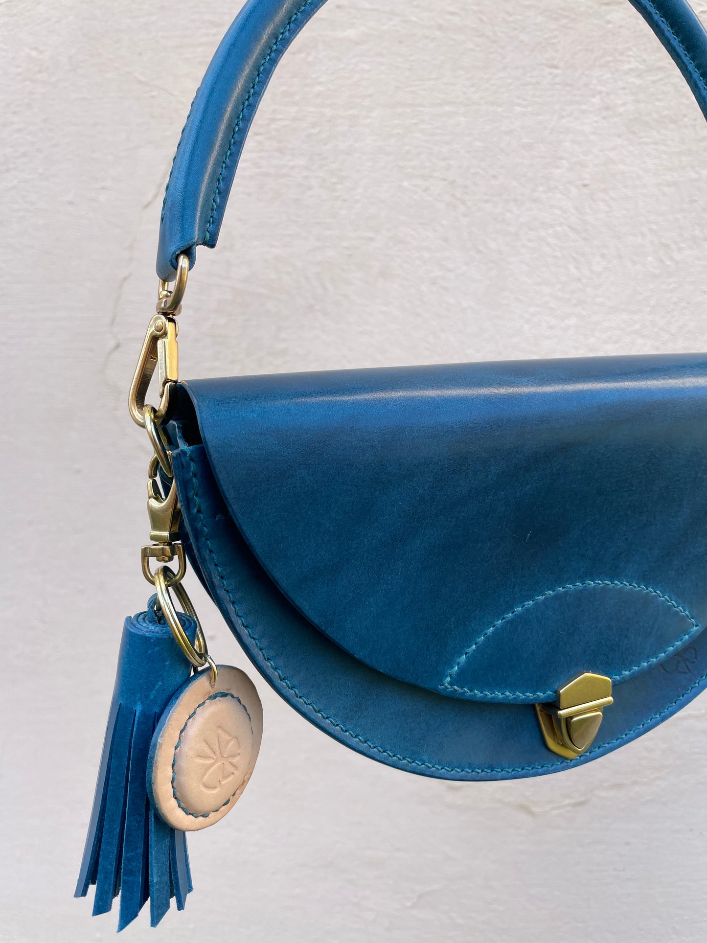Leather half circle bag Small Handmade