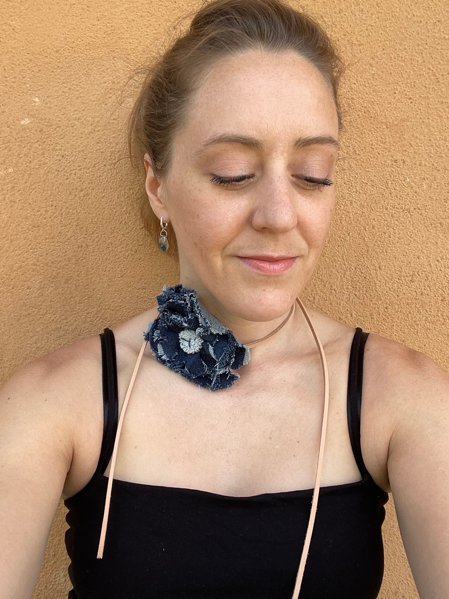 Blue Denim flower necklace