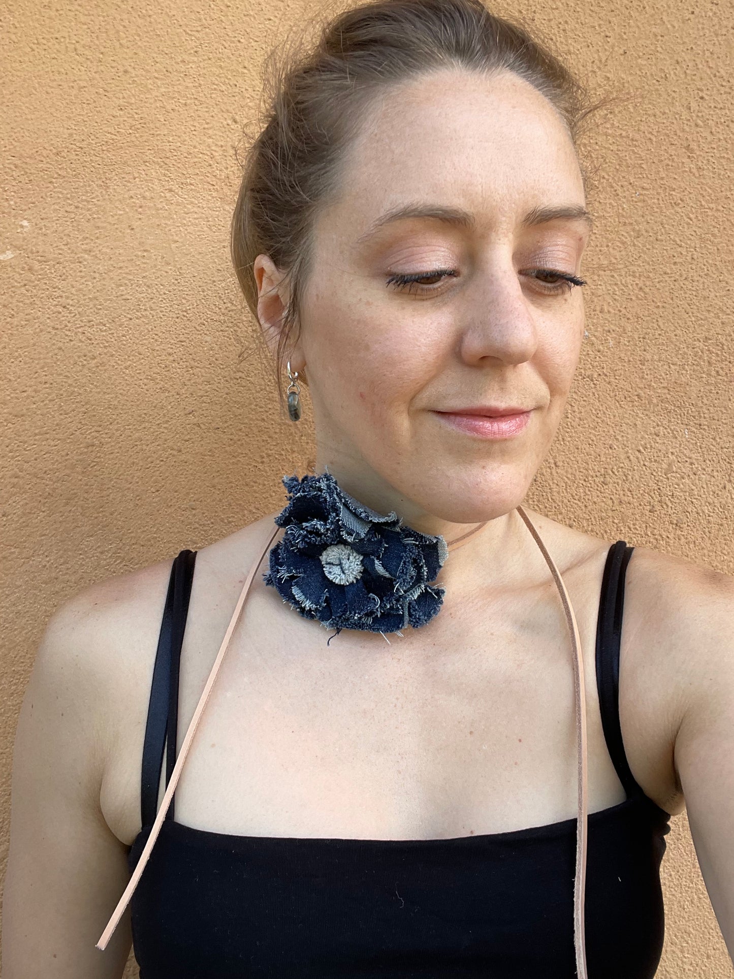 Blue Denim flower necklace