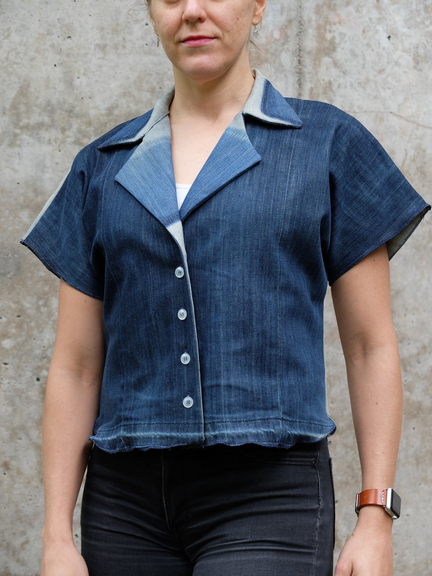 Denim top short sleeve