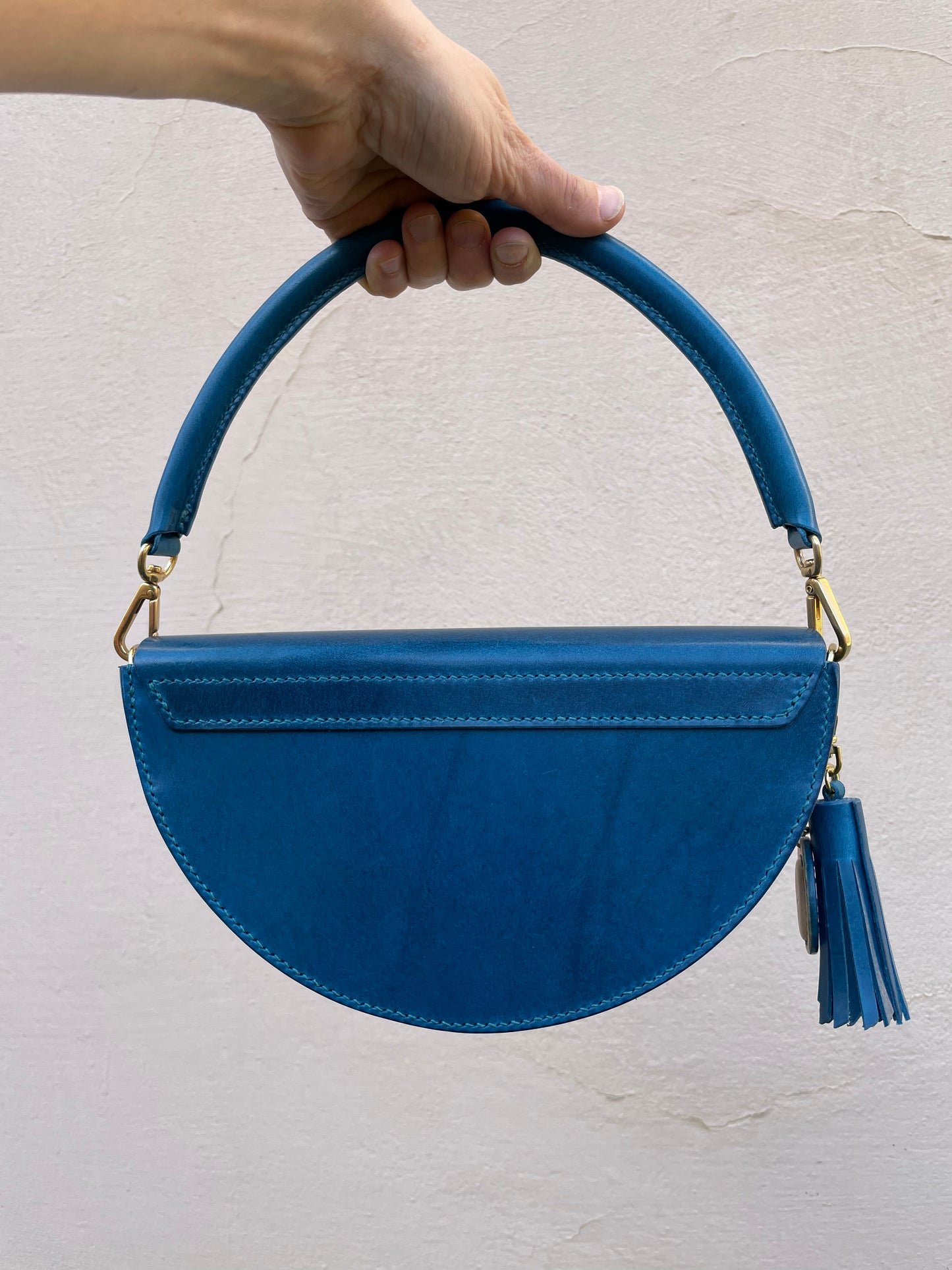 Leather half circle bag Small Handmade