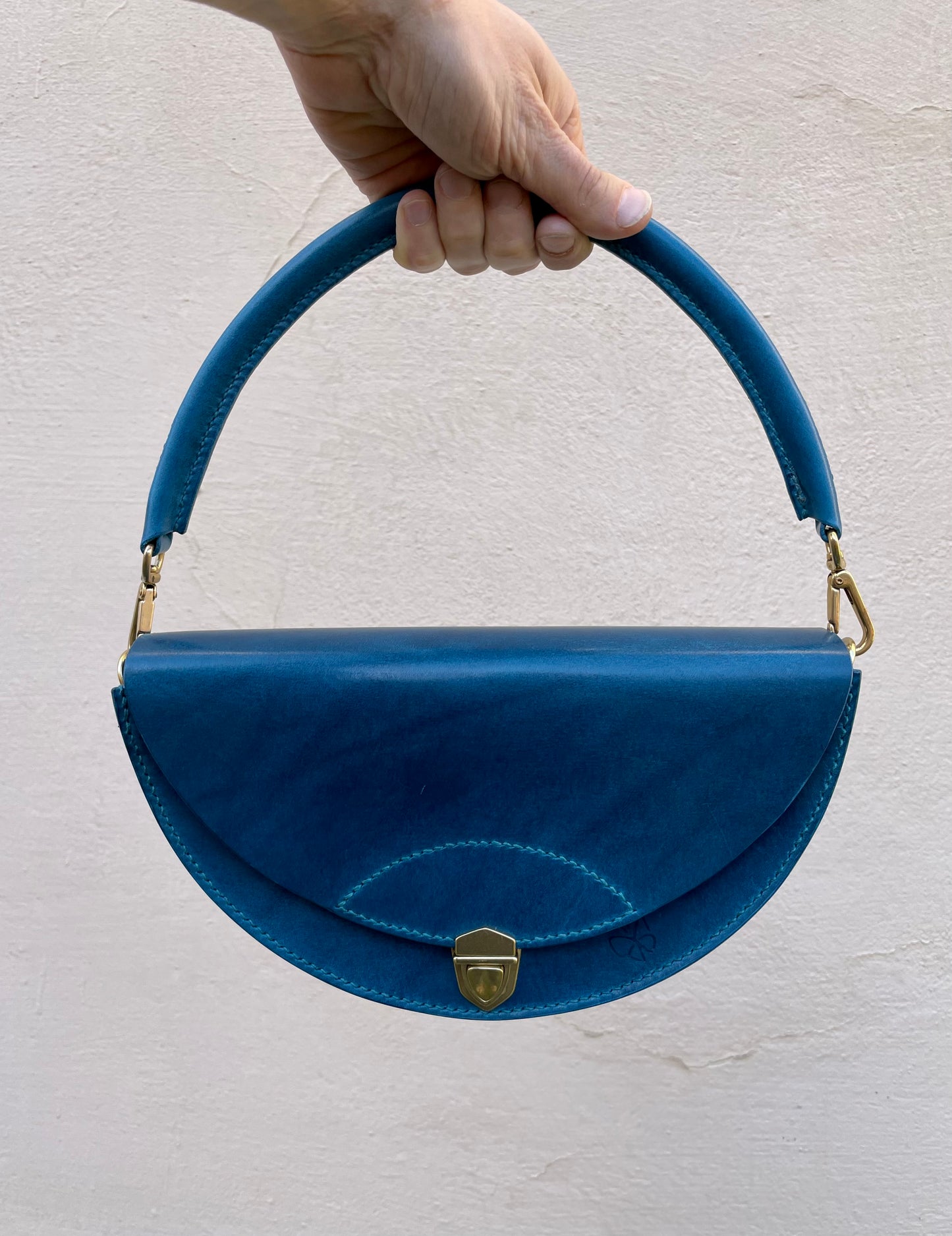 Leather half circle bag Small Handmade