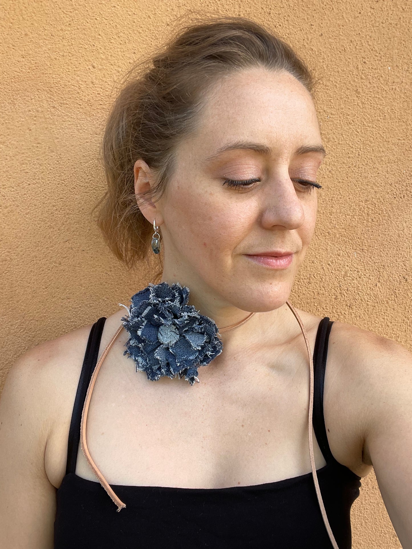 Blue Denim flower necklace