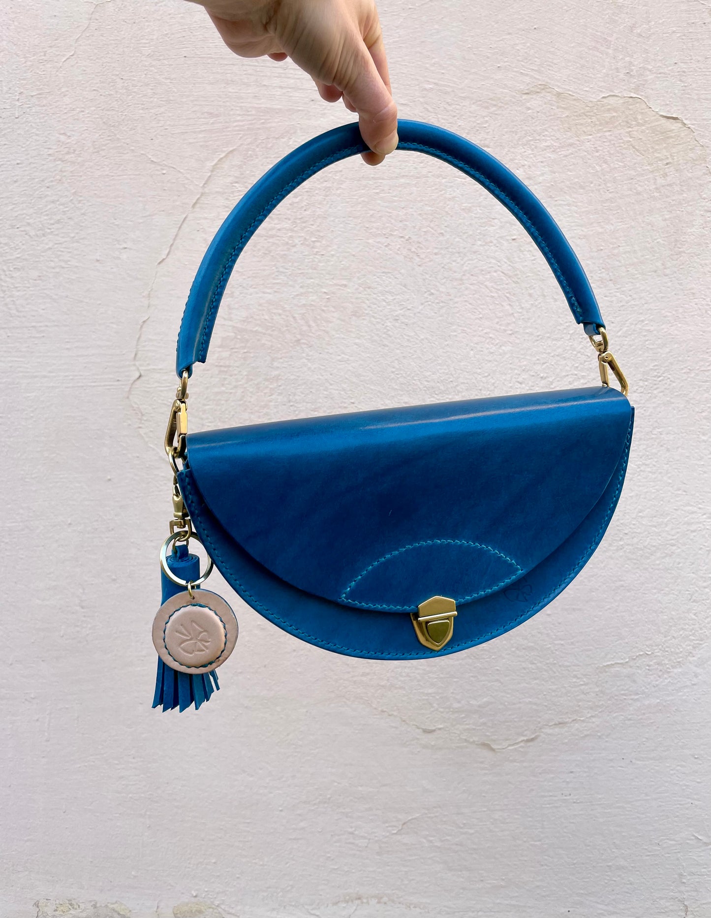 Leather half circle bag Small Handmade