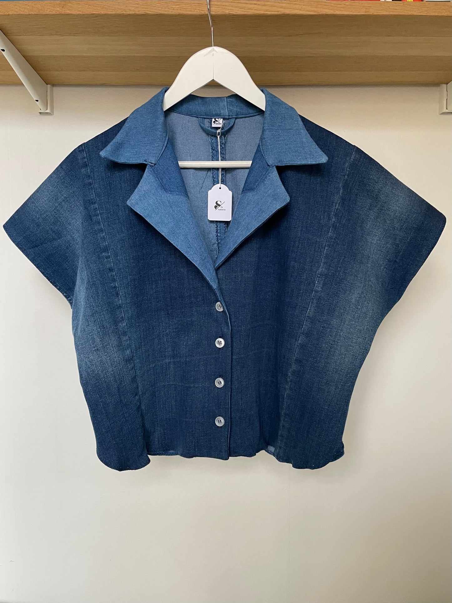 Denim top short sleeve