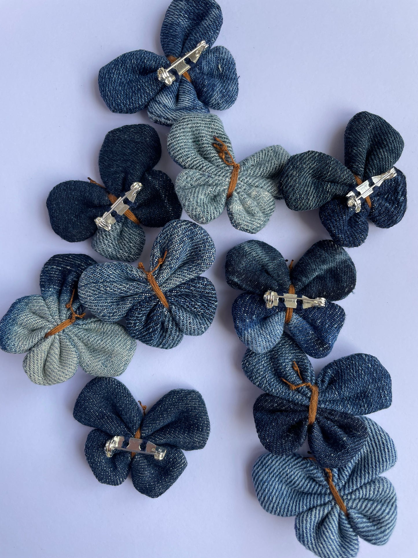 Small Denim Butterfly Brooch