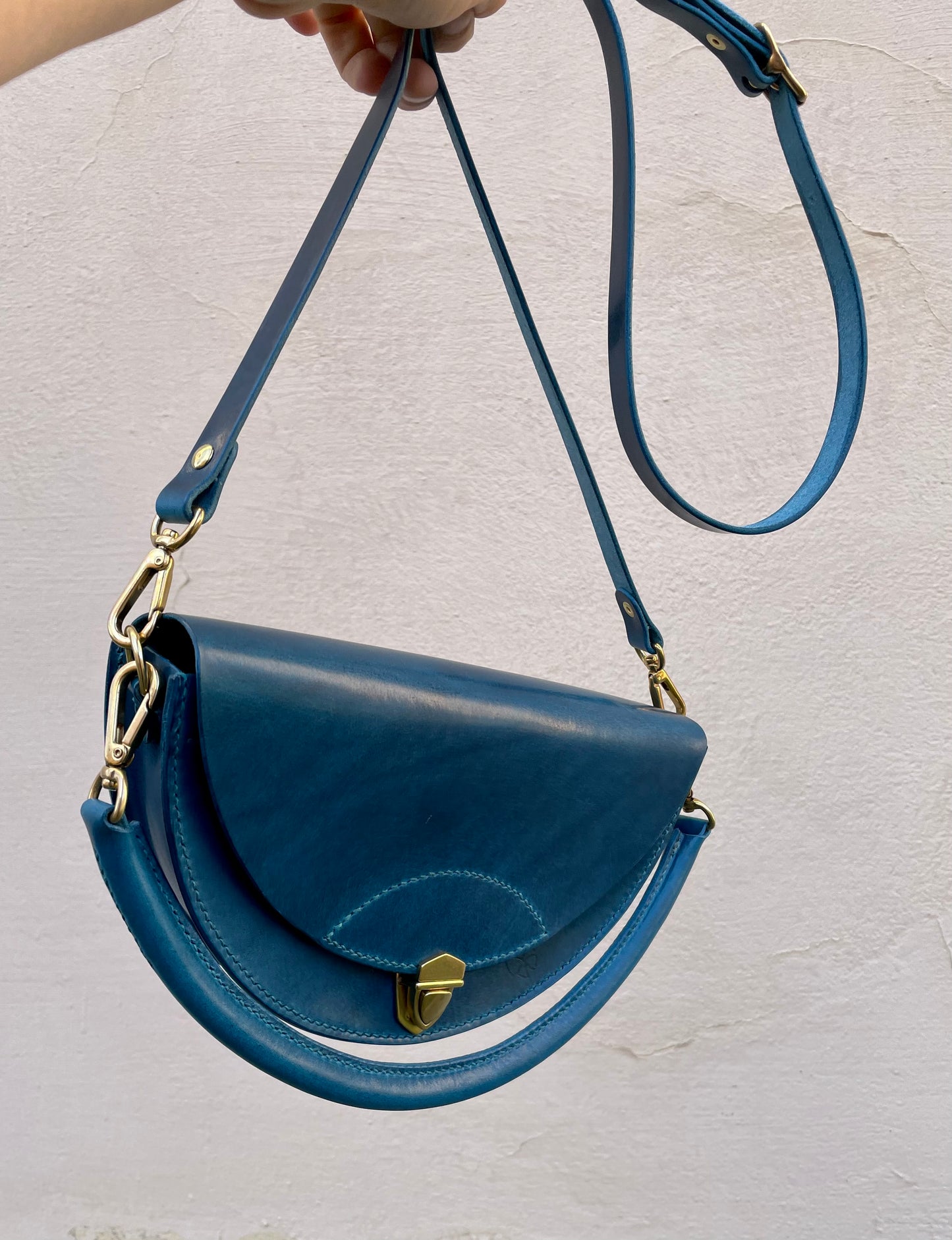 Leather half circle bag Small Handmade