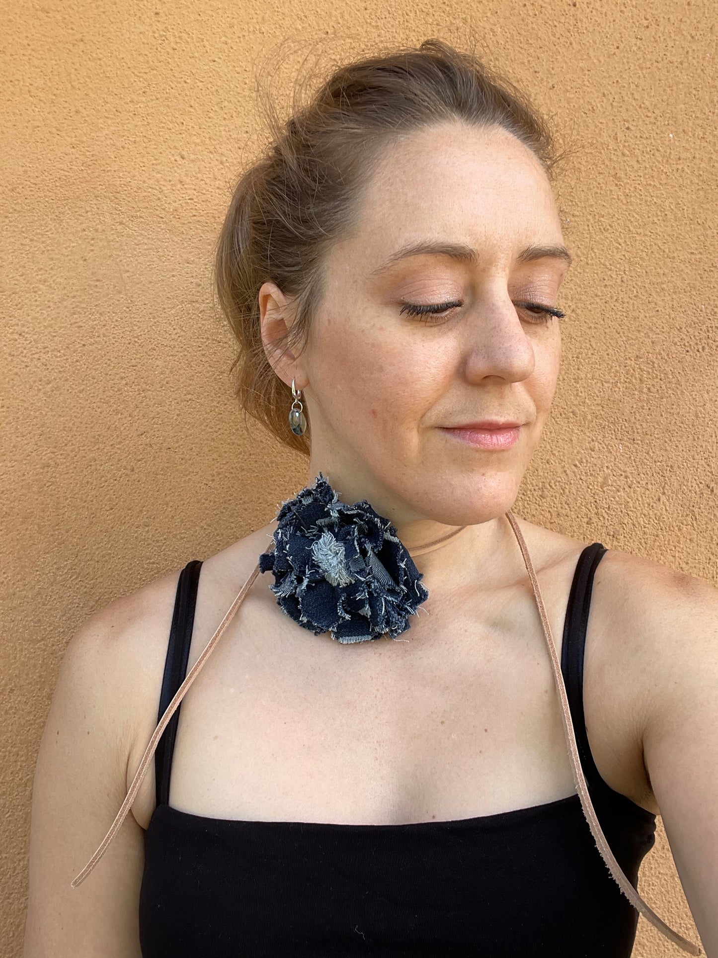 Blue Denim flower necklace