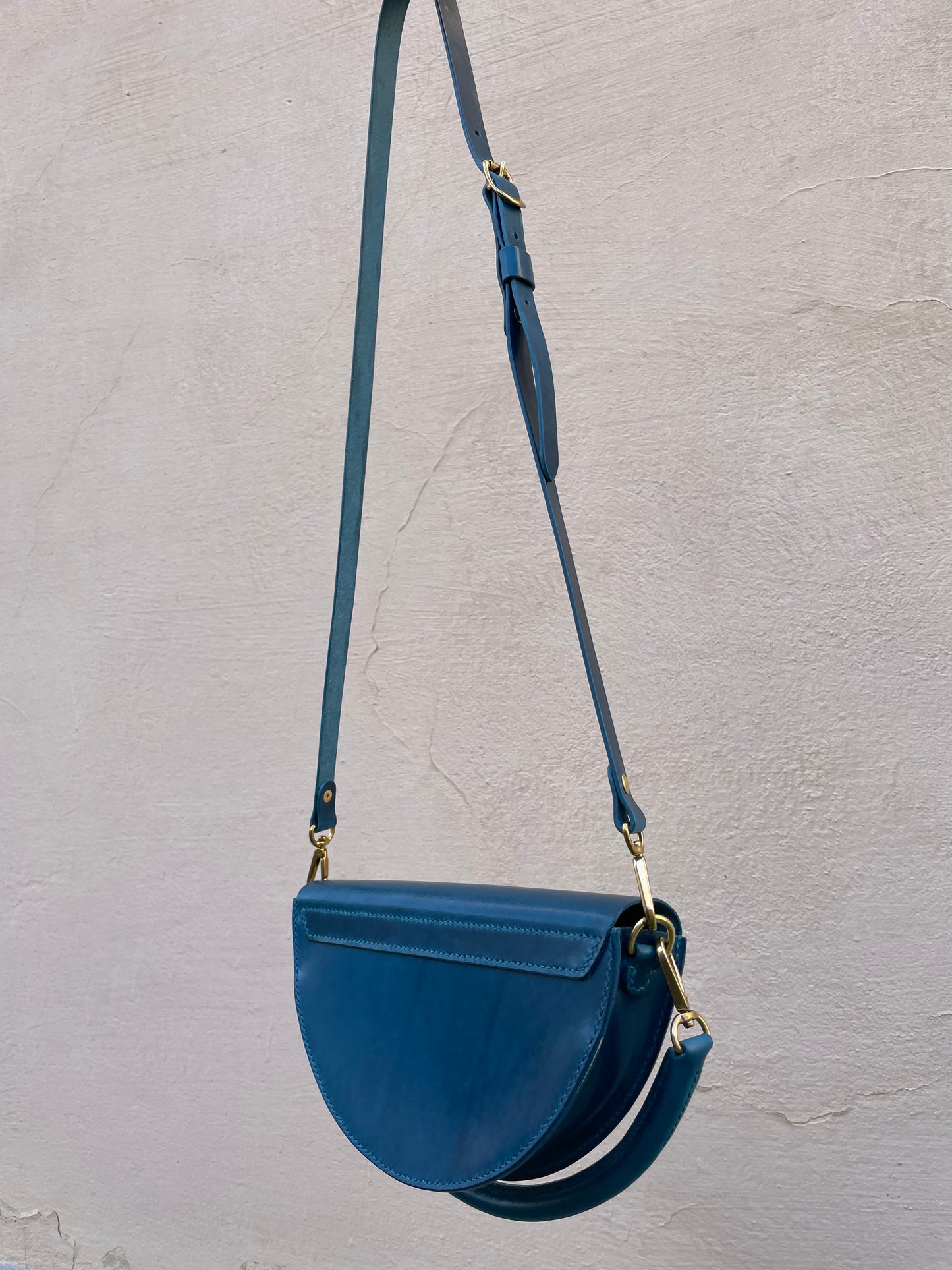 Leather half circle bag Small Handmade