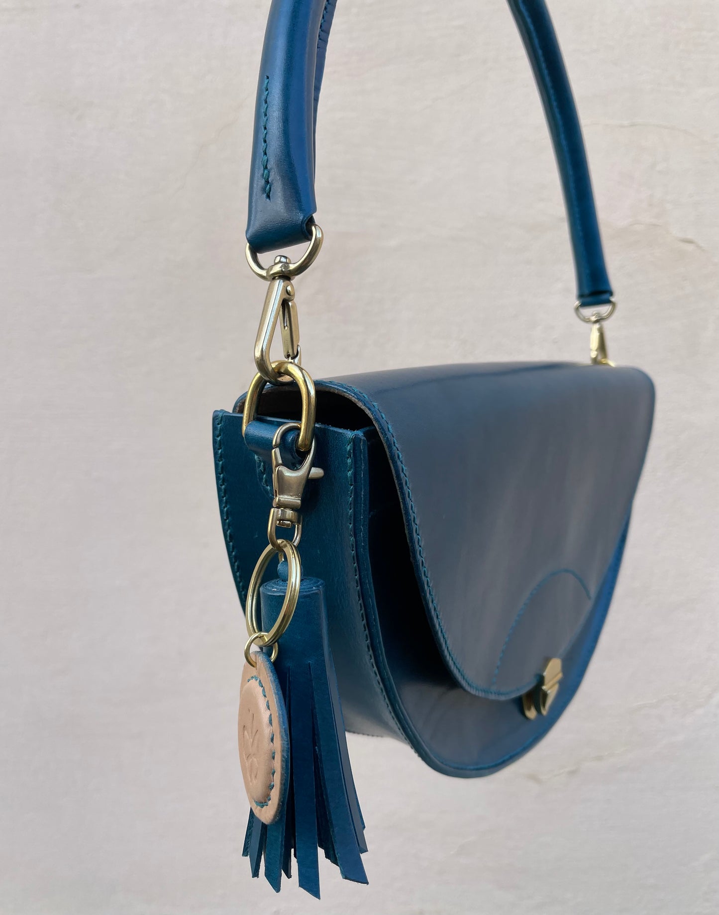 Leather half circle bag Big Handmade