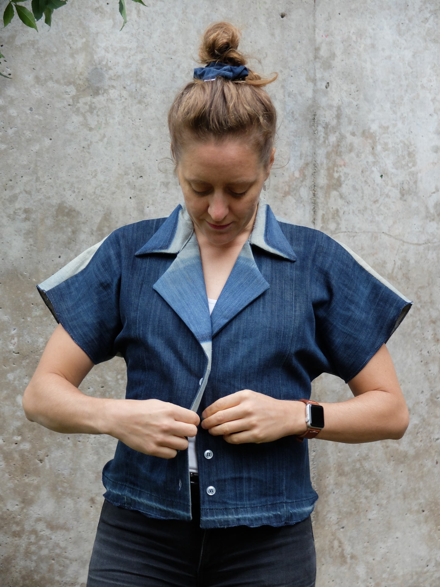 Denim top short sleeve