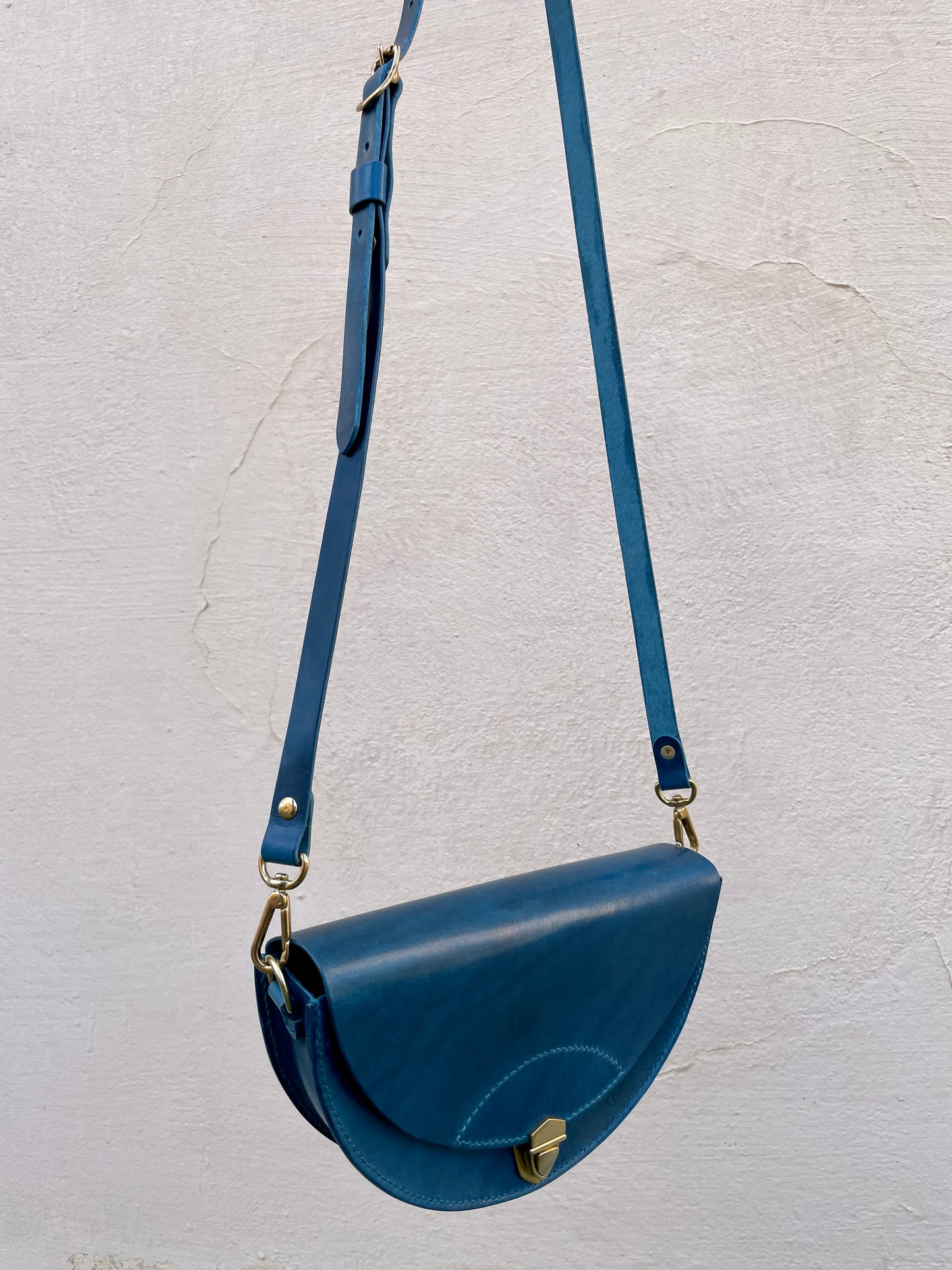 Leather half circle bag Small Handmade