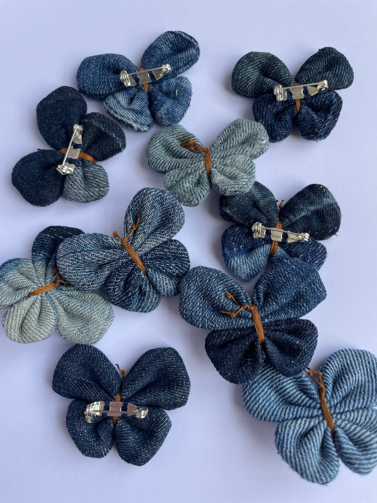 Small Denim Butterfly Brooch