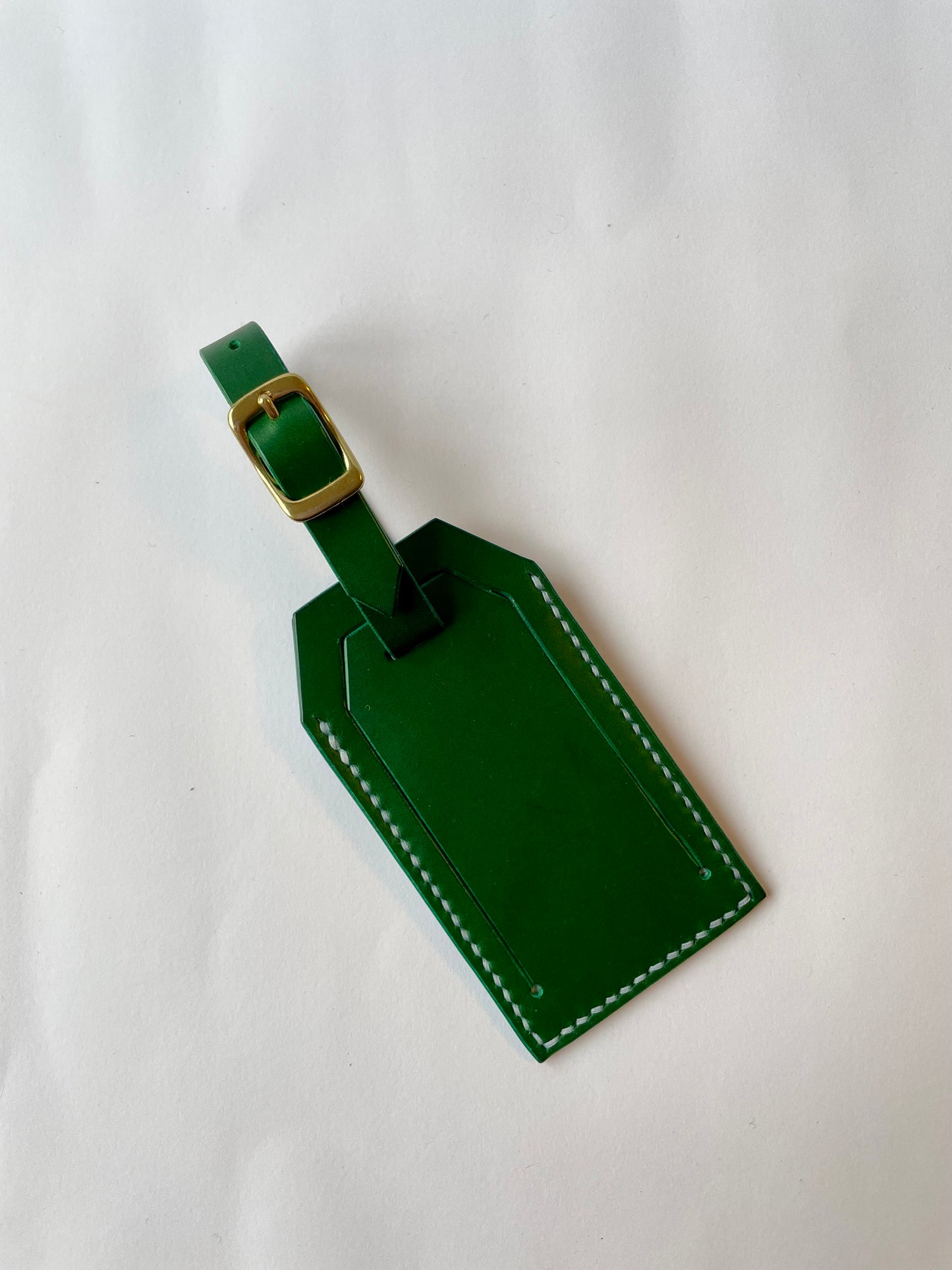 Leather bag tag green