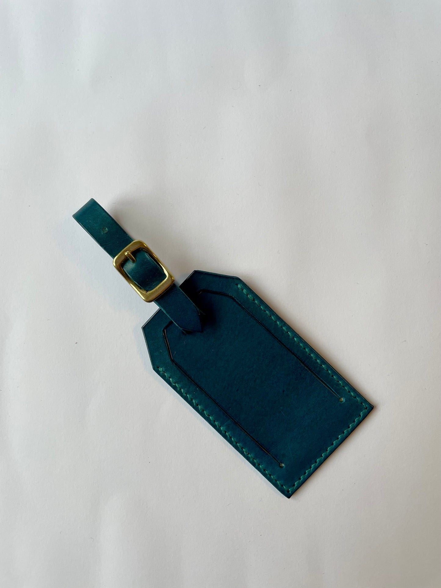 Leather bag tag blue