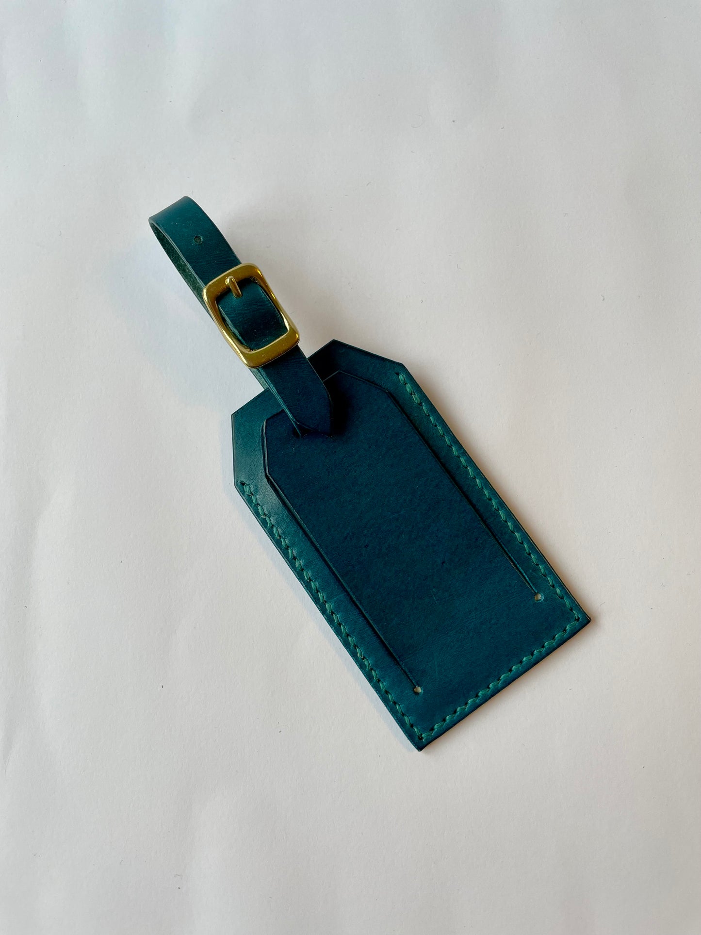 Leather bag tag blue