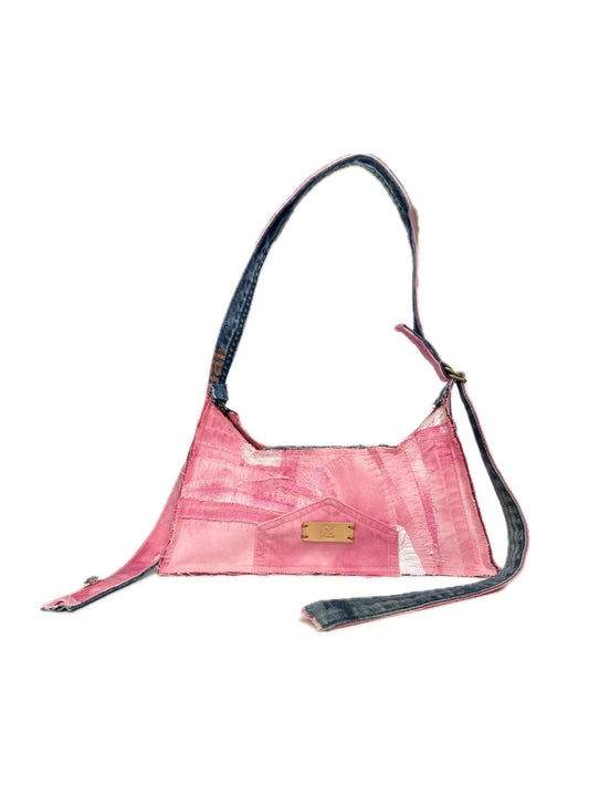 Pink Denim Baguette Bag