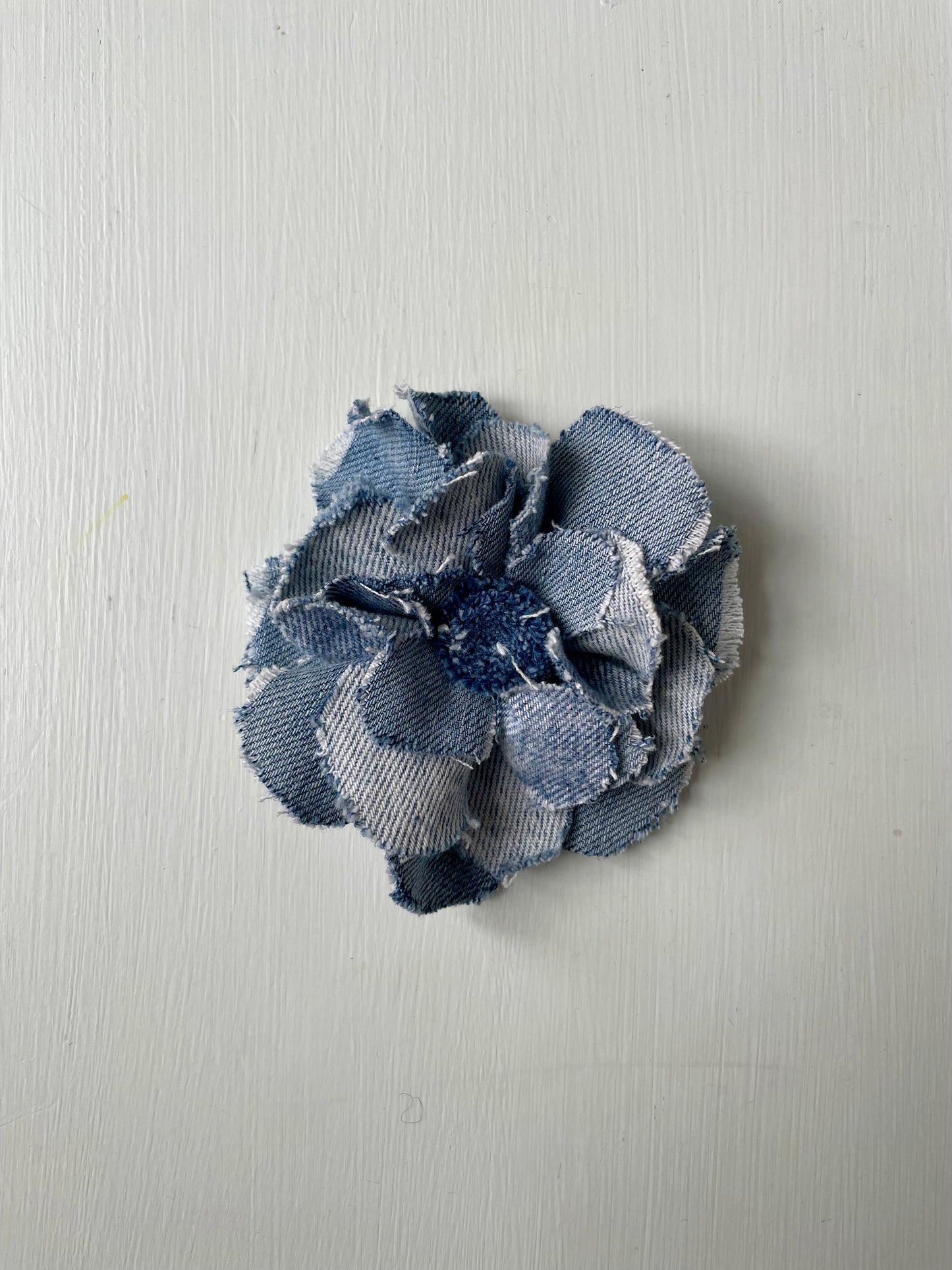 Brooch Denim Flower Light blue