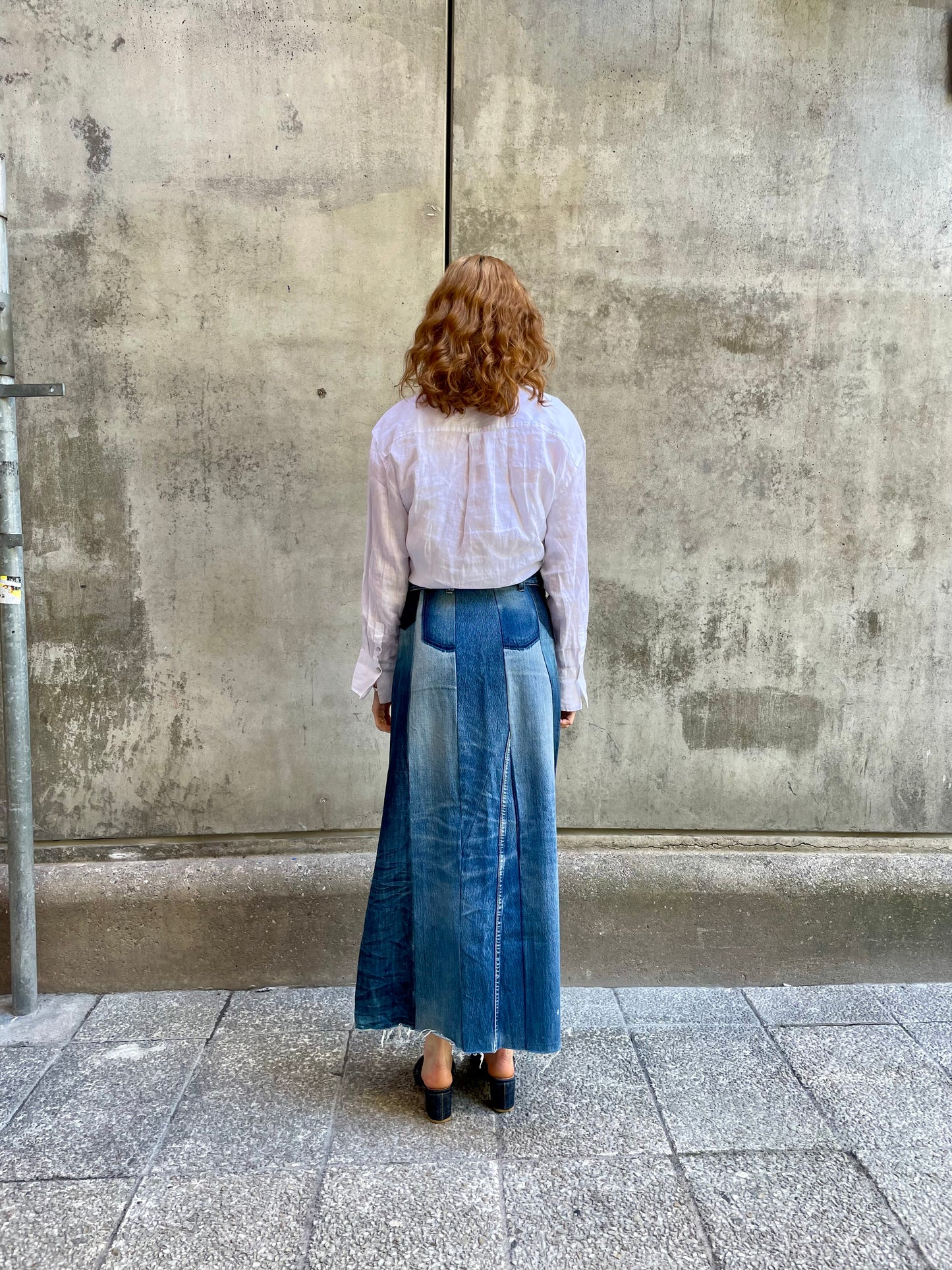 Blue Made-to-order Long panel skirt