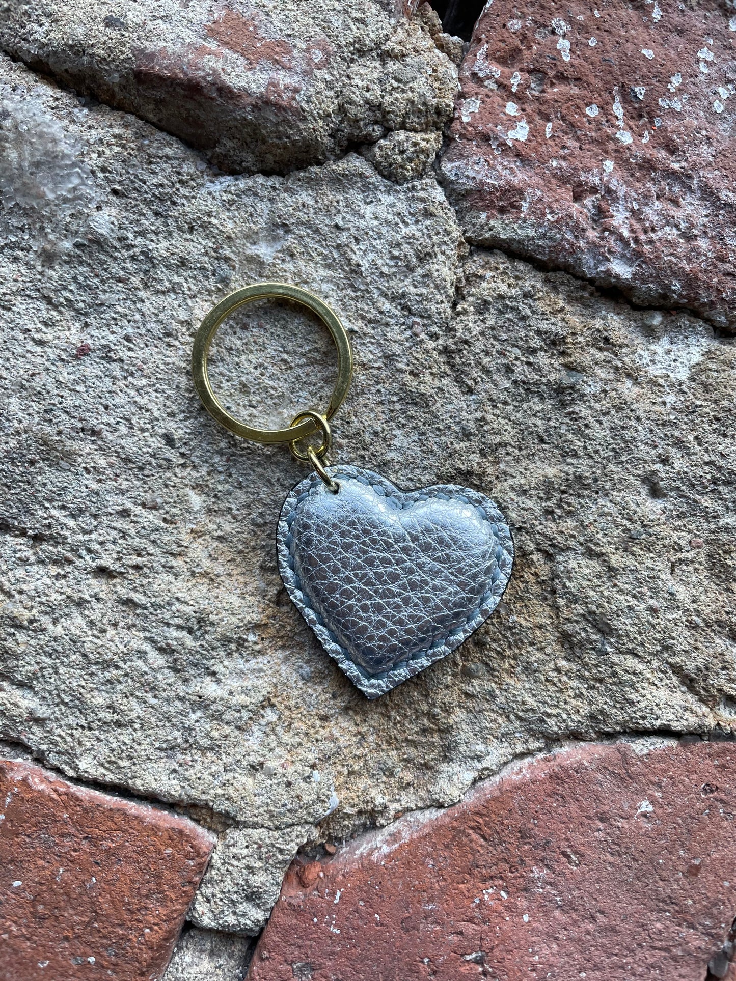 Brass Keyring leather heart