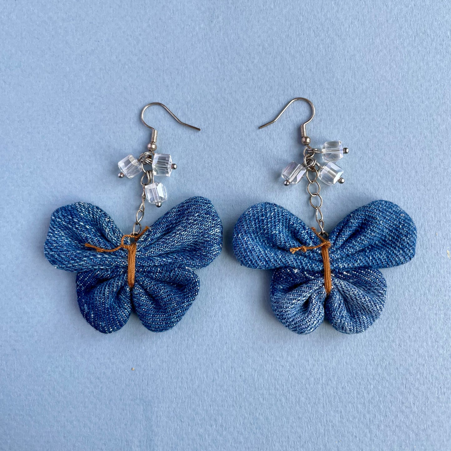 Earring Denim Butterfly with pearls